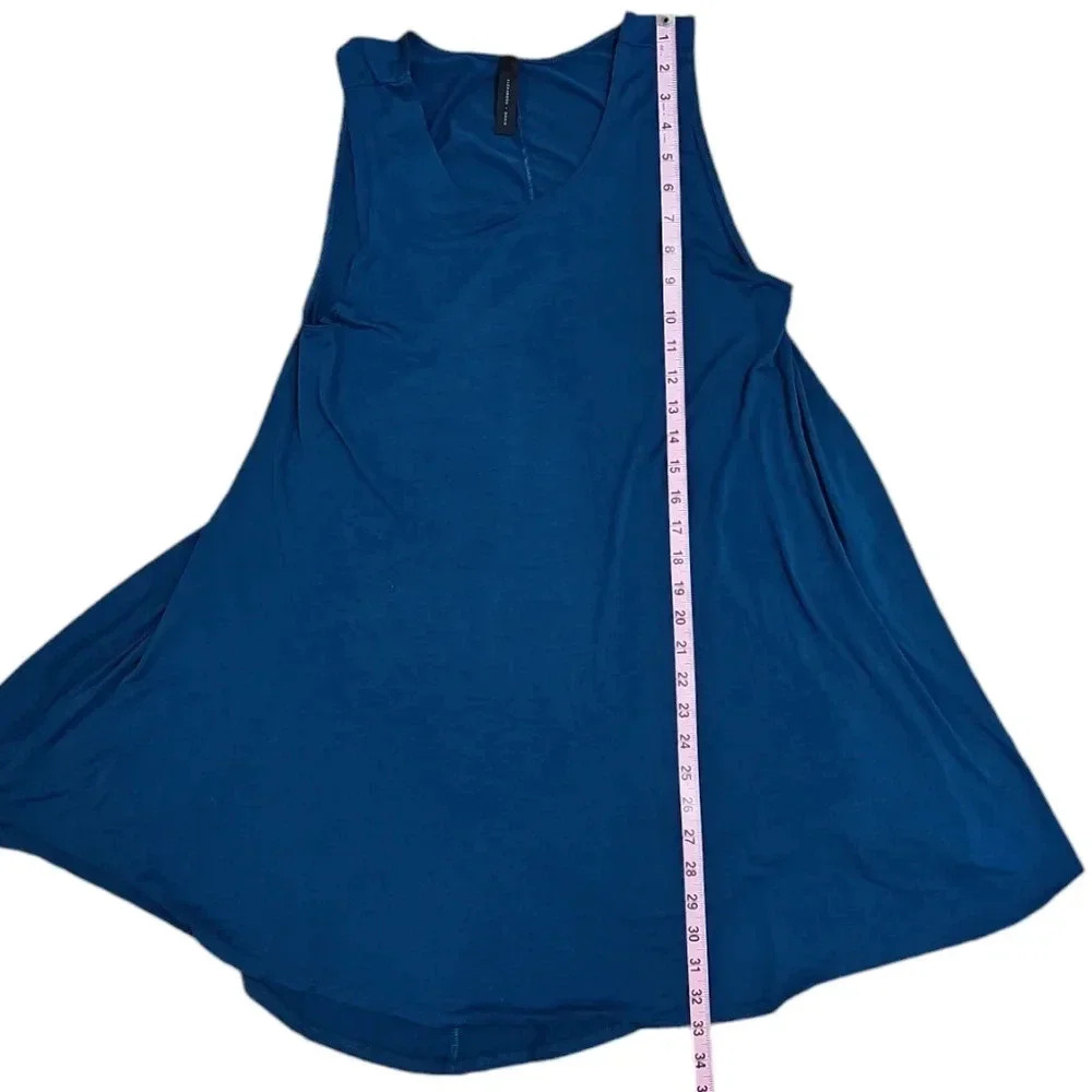 Alexander + David Women Large Swing Dress Aqua Viscose Solid Tunic Pristine Boho - Picture 8 of 8